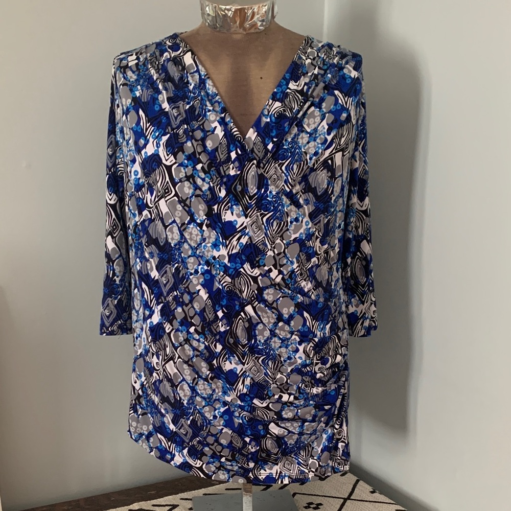 CJ Banks Long Length Wrap Style Blouse Plus Size X (14W)